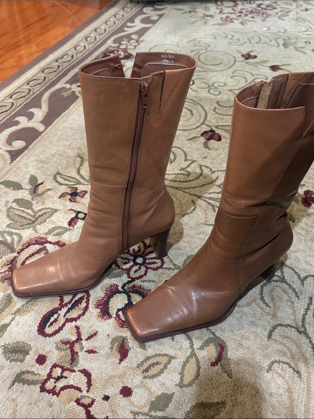 Biba Tan Leather Mid-Calf Heeled Boots